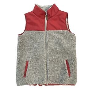 Carter’s 10/10A Gray + Maroon Sherpa Fleece‎ Vest Color Block Warm